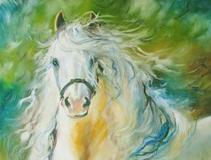 Koń, Rozwiana, Grzywa, Reprodukcja, Obrazu, Marcia Baldwin