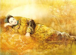 Dziewczyna, Kimono, Spojrzenie