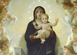 Matka, Boska, Dzieciątko, Aniołowie, Reprodukcja, Bouguereau