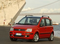 czerwony, Fiat, Panda, Most