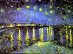 Vincent Van Gogh, Starryrhone, Gwiaździsta, Noc, Nad, Rodanem