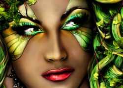 Kobieta, Zielona, Maska