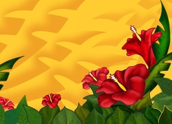 Czerwone, Kwiaty, Hibiskus, Tekstura