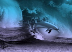 Delfin, Woda, Fale
