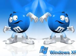 Windows, XP, Dwie, Niebieskie, M&M