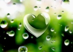 Zielone, Serce, Krople, Deszczu