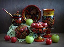 Jabłka, Czereśnie, Ozdobne, Naczynia