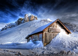 Zima, Góry, Chata, Śnieg