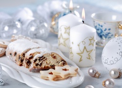 Ciasto, Białe, Świece, Boże Narodzenie