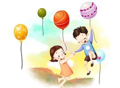 Dzieci, Balony, Zabawa