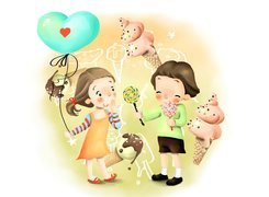 Dzieci, Balon, Lody