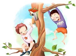 Dzieci, Drzewo, Zabawa
