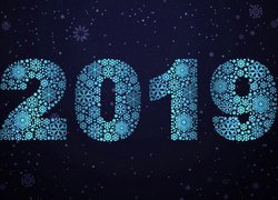 Nowy Rok, 2019, Niebieskie, Cyfry