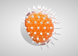 Abstrakcja z pomarańczową kulą w 3D