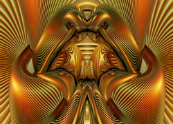 Abstrakcyjne złote wzory w grafice 3D