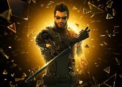 Gra, Deus Ex Bunt ludzkości, Postać, Adam Jensen, Zbroja, Odłamki, Szkła