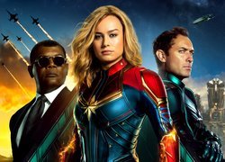 Film, Kapitan Marvel, Captain Marvel, Aktorka, Brie Larson, Aktorzy,  Samuel L. Jackson, Jude Law