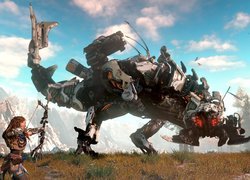 Aloy walcząca z maszyną Thunderjaw