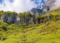 Skały, Drzewa, Mgła, Przełęcz, Klausenpass, Góry, Alpy Glarneńskie, Szwajcaria