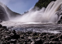 Wodospad, Chute Manitou, Góry, Skały, Kamienie, Rzeka, Riviere Manitou, Quebec, Kanada