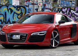 Czerwone, Audi R8, Coupe, Ściana, Graffiti