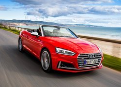 Czerwone, Audi S5 Cabriolet, 2017, Droga