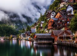 Miasteczko, Hallstatt, Domy, Jezioro Hallstattersee, Austria