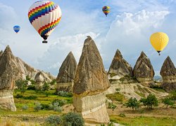 Stożkowate, Skały, Balony, Park Narodowy Goreme, Kapadocja, Turcja