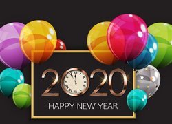 Nowy Rok, Cyfry, 2020, Balony, Zegar