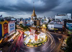 Bangkok, Tajlandia, Ulica, Światła, Domy