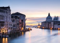 Wenecja, Kanał, Canal Grande, Gondole, Kościół, Bazylika, Santa Maria della Salute, Włochy