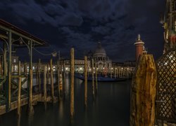 Włochy, Wenecja, Bazylika, Santa Maria della Salute, Noc