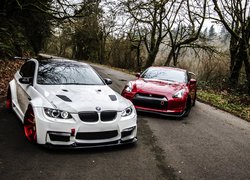 Białe, BMW M3 E92, Czerwony, Nissan GTR