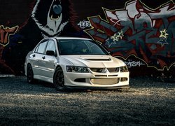 Białe, Mitsubishi Lancer, Graffiti