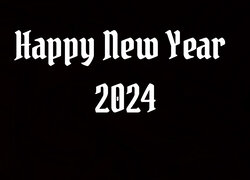 Biały napis Happy New Year na czarnym tle