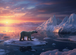 Biały niedźwiedź polarny na krze lodowej