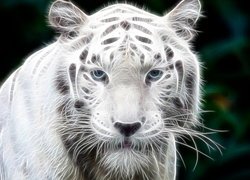 Biały tygrys w grafice fractalius