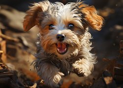 Biegnący yorkshire terrier