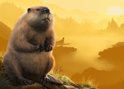 Bóbr, Łoś, Jezioro, Góry, Mgła, Gra, Planet Zoo