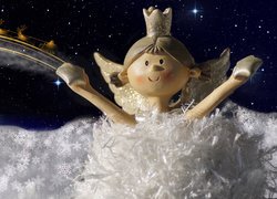 Dekoracja, Świąteczna, Figurka, Aniołek