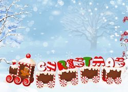 Boże Narodzenie, Zima, Śnieg, Świąteczny, Pociąg, Napis, Christmas, 2D
