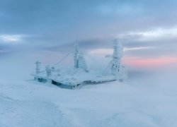 Zima, Śnieg, Mgła, Zaśnieżona, Budowla