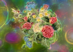 Bukiet kolorowych kwiatów w 2D