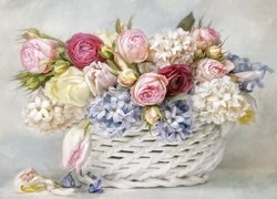 Bukiet kwiatów w koszyczku