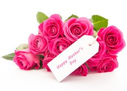 Bukiet róż z życzeniami dla mamy na kartoniku