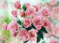 Bukiet różowych róż w grafice