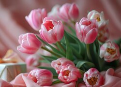 Tulipany, Bukiet, Prezent, Grafika