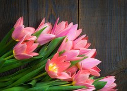 Kwiat, Różowe, Rozwinięte, Tulipany, Deski