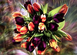 Tulipany, Bukiet, Grafika