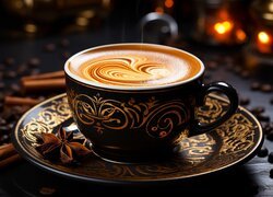 Kawa, Cappuccino, Cynamon, Filiżanka, Grafika
